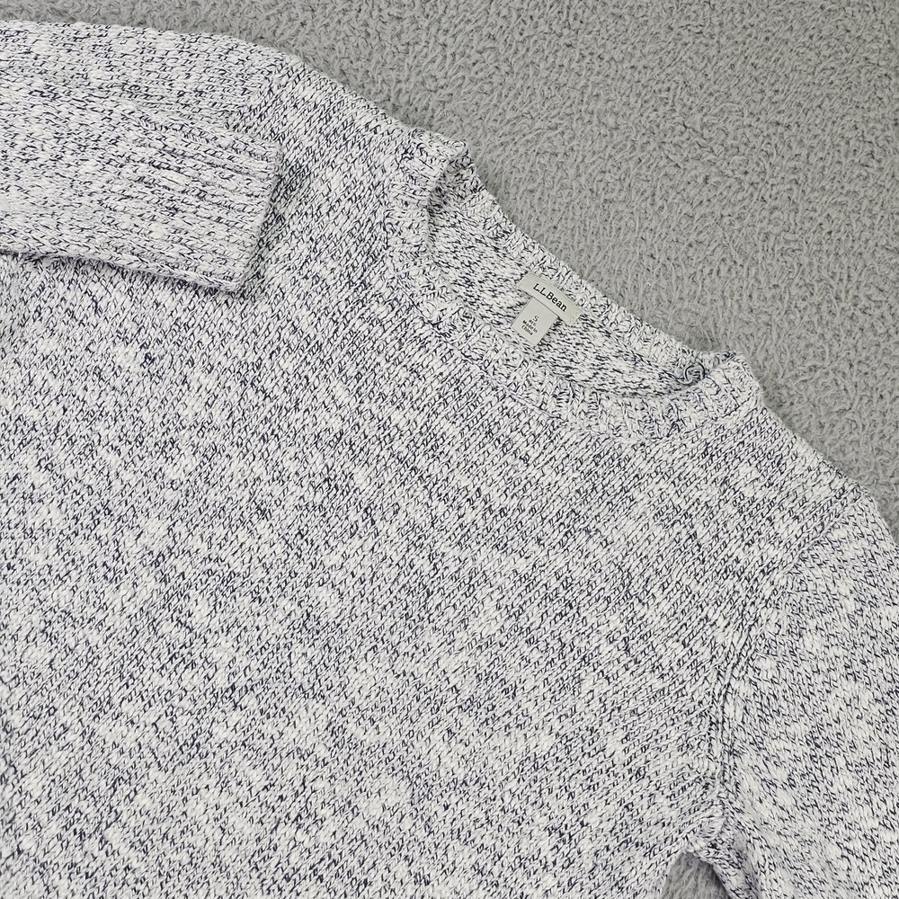 L.L. Bean Sweater‎ Mens Small White Marled Cotton Crewneck Knit Pullover